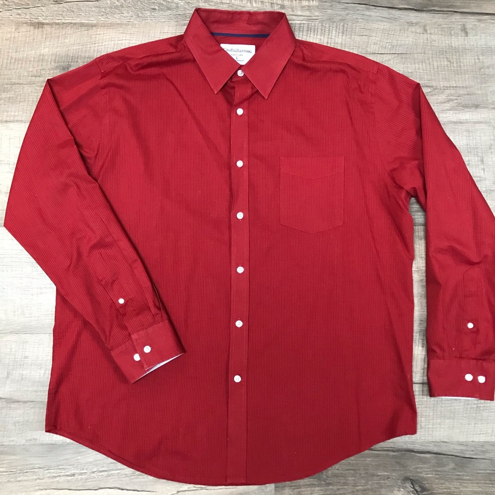 CLOSING SALE 🚨 CROFT & BARROW Red Striped Button Down Dress Shirt